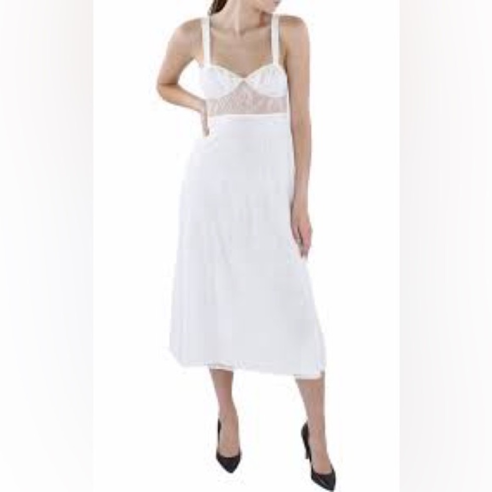 Danielle Bernstein Womens Dress Lace Illusion Panel White Medium